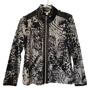 Laura Ashley animal print stretch sporty jacket zip up PM FREE SHIPPING